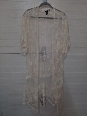 Rue21 Sheer Lace Kimono in Cream